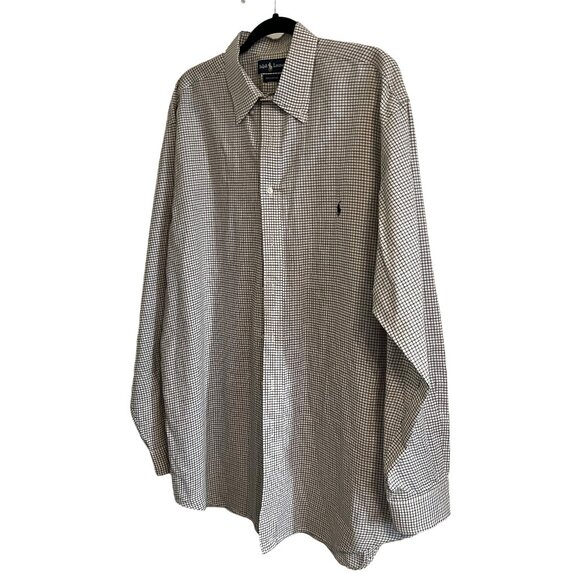Ralph Lauren Other - Ralph Lauren 100% Cotton XLT Black Brown & White Checkered Long Sleeve Button Do